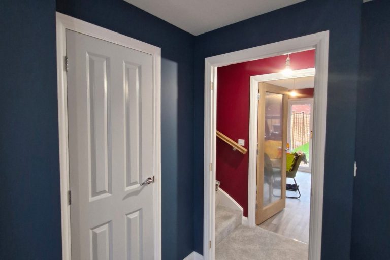 Room with green painted walls